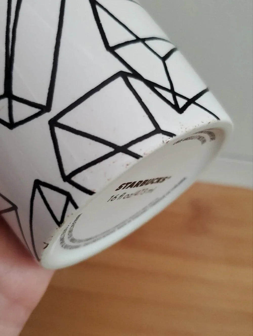 Starbucks White Mug with Green Circle and Black Geometric Print